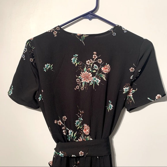 Black Floral Wrap Dress - Picture 6 of 10